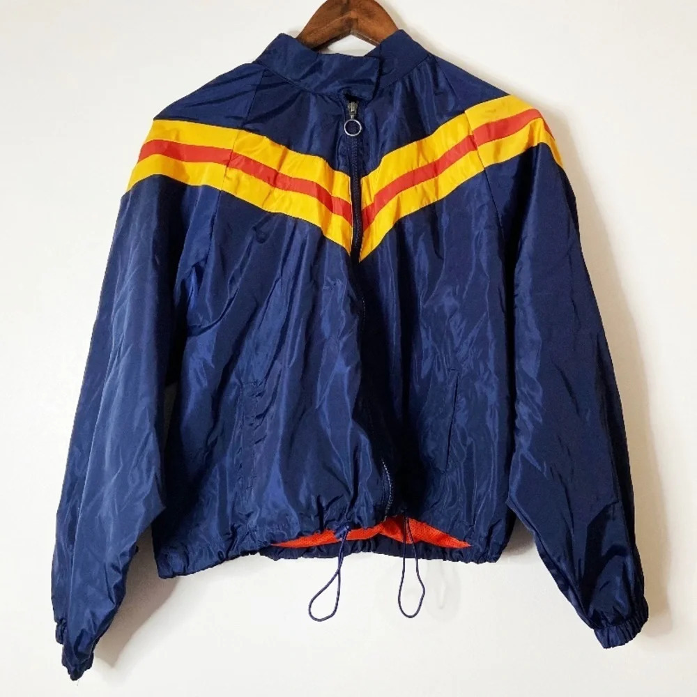 Charlotte Russe Track Jacket Retro Mesh Y2K Navy Medium Windbreaker Streetwear - Picture 2 of 15